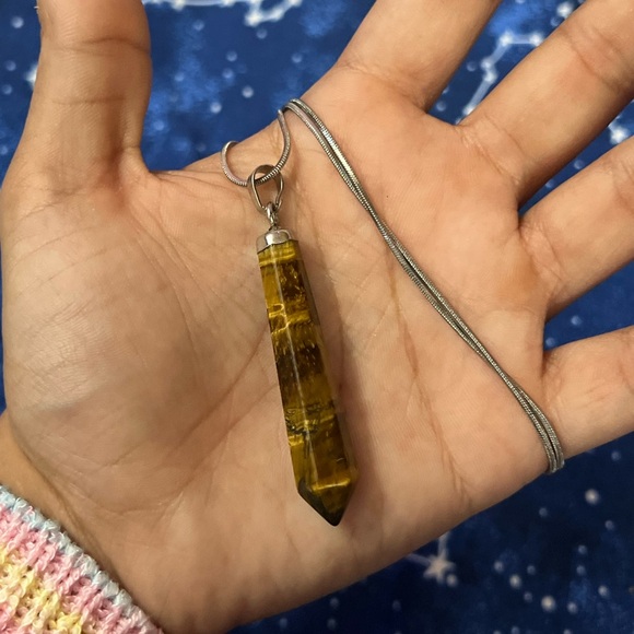 Genuine Tiger's Eye Crystal Pendant Necklace - Picture 5 of 6